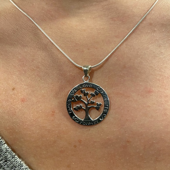 .925 Sterling Family Hearts Love Forever Necklace - Picture 9 of 16